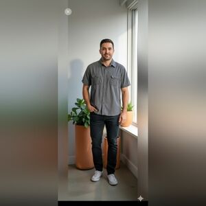 Croft & Barrow Men's Dark Gray Casual Shirt Size X-Large (EUC)